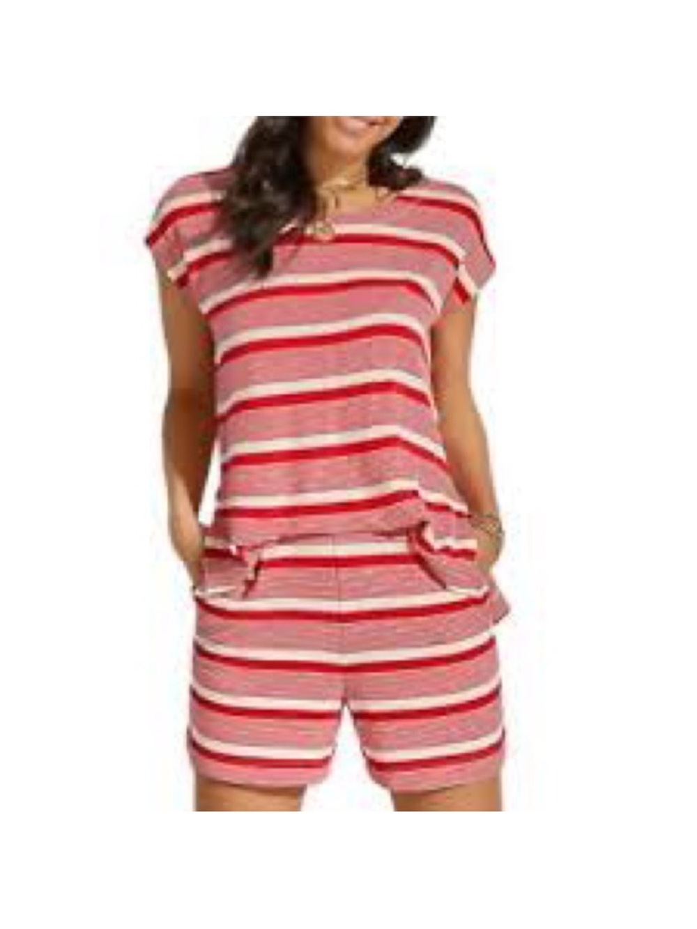 Cabi Striped Red & White Lounge One-Piece Playsuit